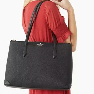 Kate Spade New York Shimmy Glitter Tote Shoulder Bag Black large Handbag
